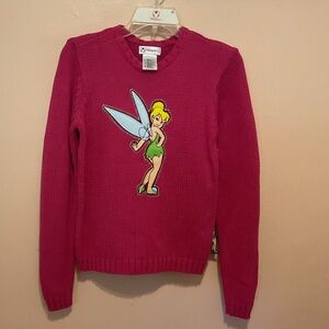 Disney Women's Fuchsia Sweater with Tinkerbell Graphic